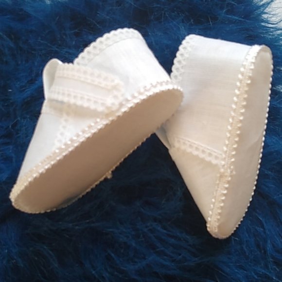 Linen Hand Made unisex baby booties shoes - Picture 3 of 8